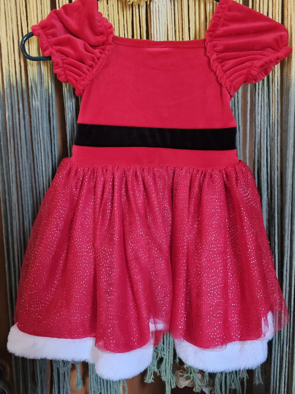 Red Holiday Heart Velvet Kids Costume Dress - Unbranded
